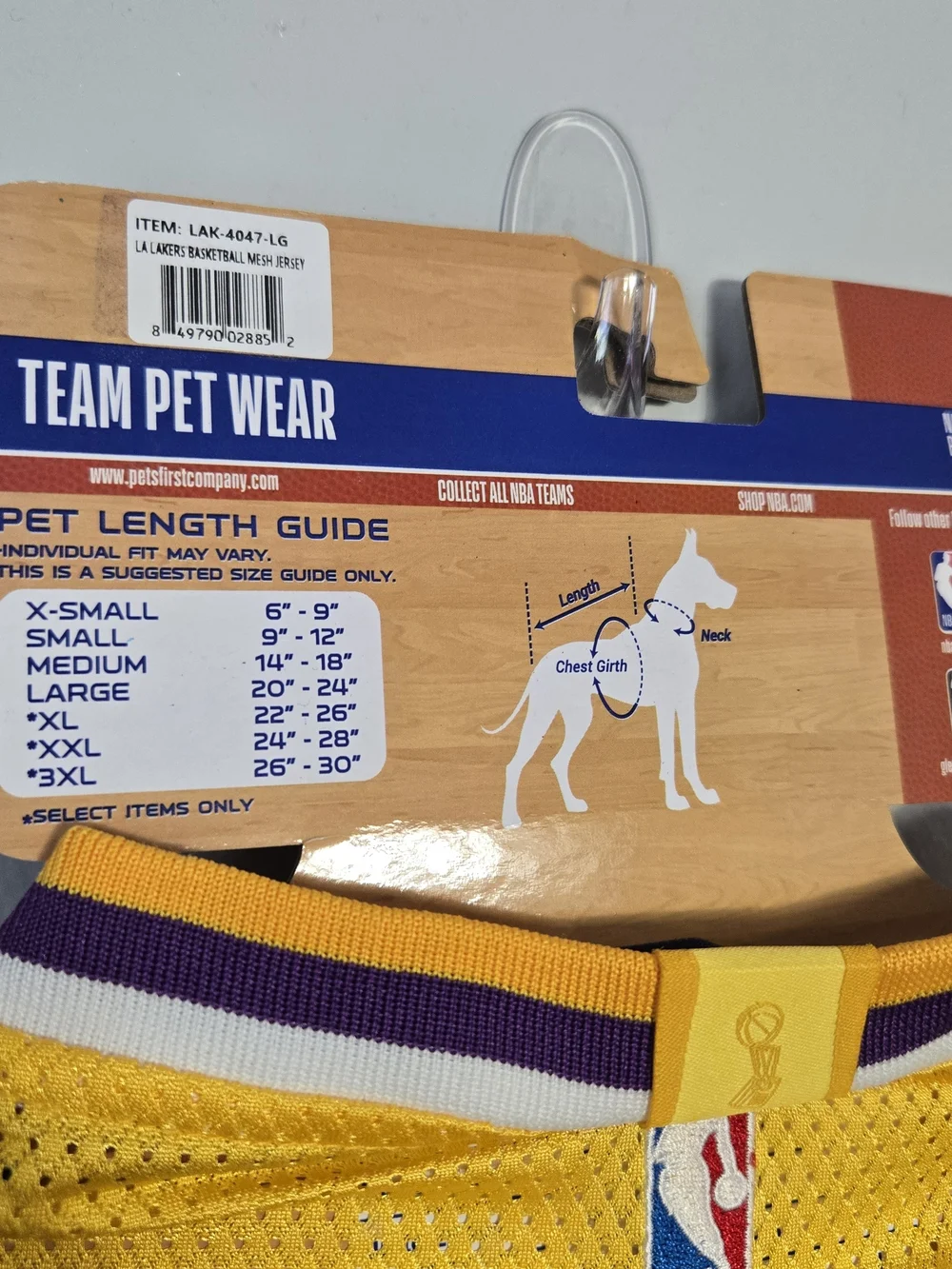 NWT NBA LA Lakers Dog Jersey Large Pets First Yellow Mesh Basketball Shirt - Picture 5 of 7
